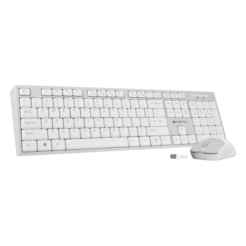 Zebronics Wireless Keyboard & Mouse Combo Zeb-Companion 104 Keys 1600 DPI White+Grey