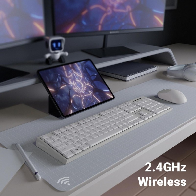Zebronics Wireless Keyboard & Mouse Combo Zeb-Companion 104 Keys 1600 DPI White+Grey