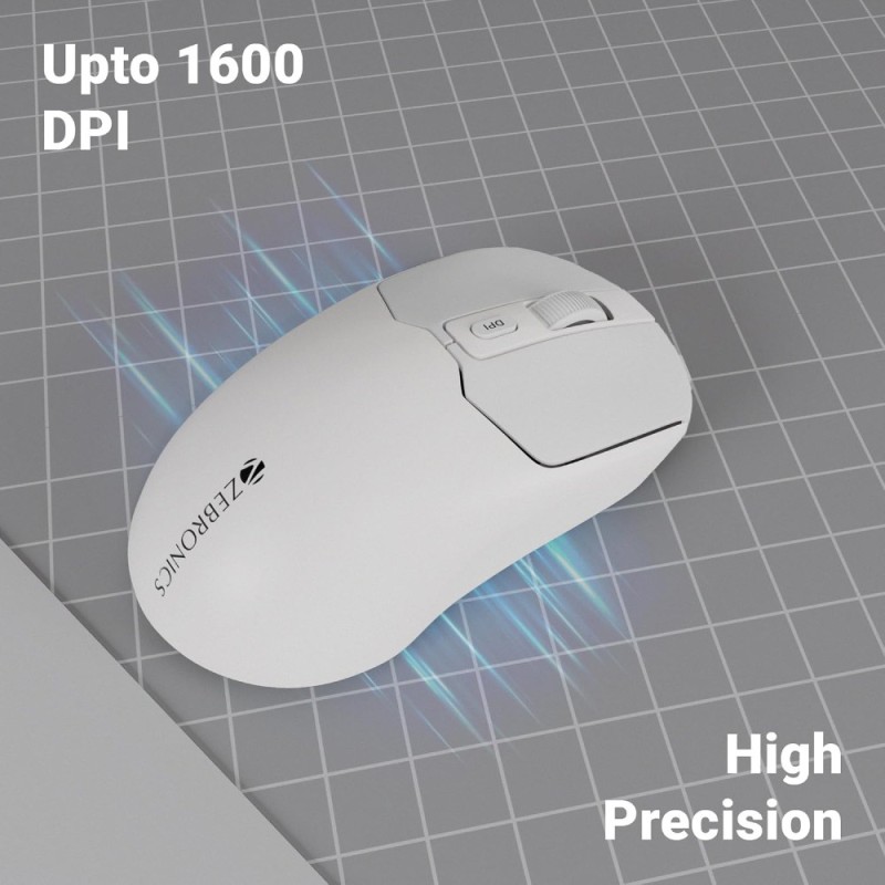 Zebronics Wireless Keyboard & Mouse Combo Zeb-Companion 104 Keys 1600 DPI White+Grey