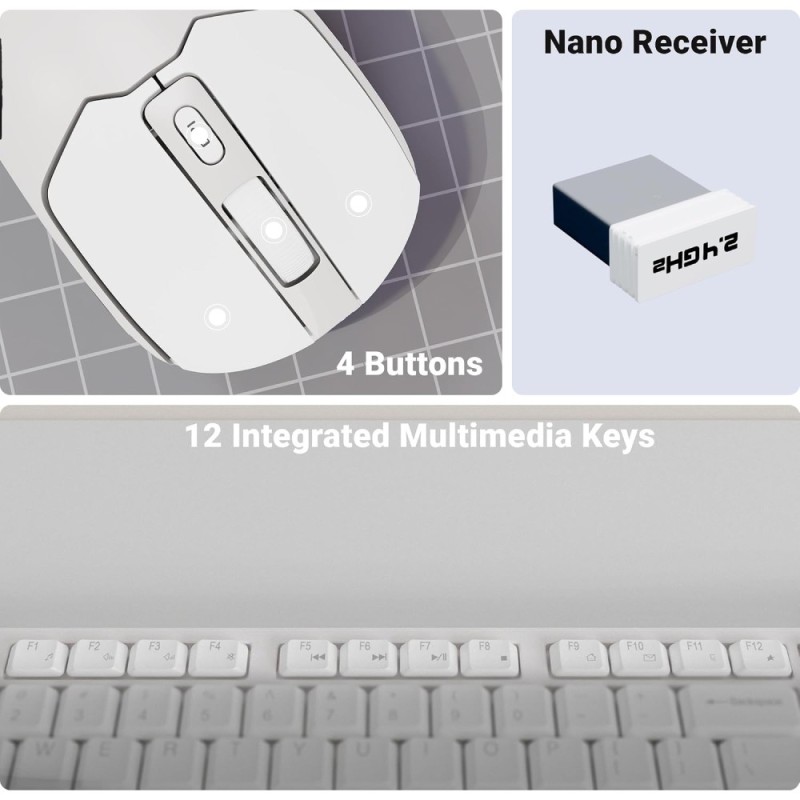 Zebronics Wireless Keyboard & Mouse Combo Zeb-Companion 104 Keys 1600 DPI White+Grey