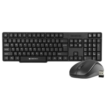 ZEBRONICS Wireless Keyboard & Mouse Combo ZEB-Companion 107 104 Keys 1200 DPI Black