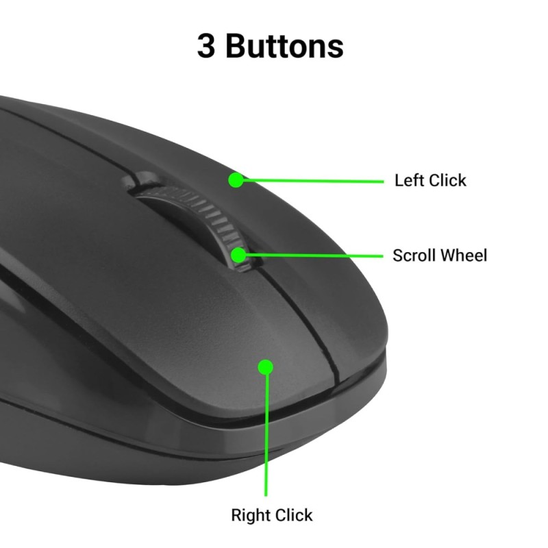 ZEBRONICS Wireless Keyboard & Mouse Combo ZEB-Companion 107 104 Keys 1200 DPI Black