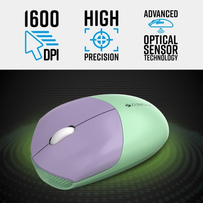 Zebronics Wireless Keyboard & Mouse Combo Zeb-Companion 301 104 Keys 1600 DPI Garden