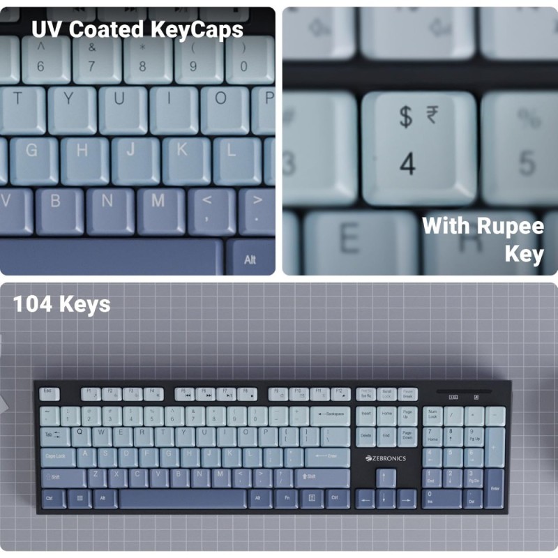 Zebronics Wireless Keyboard & Mouse Combo Zeb-Companion 304 104 Keys 1600 DPI Companion 304 Green