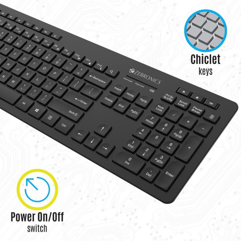 Zebronics Wireless Keyboard & Mouse Combo ZEB-COMPANION 500 2.4GHz Black