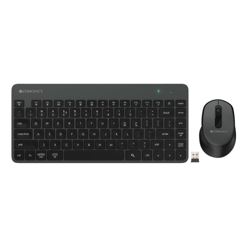 ZEBRONICS Wireless Keyboard & Mouse Combo ZEB-COMPANION 83 Keys AI Assist Key 1600 DPI Black+Grey
