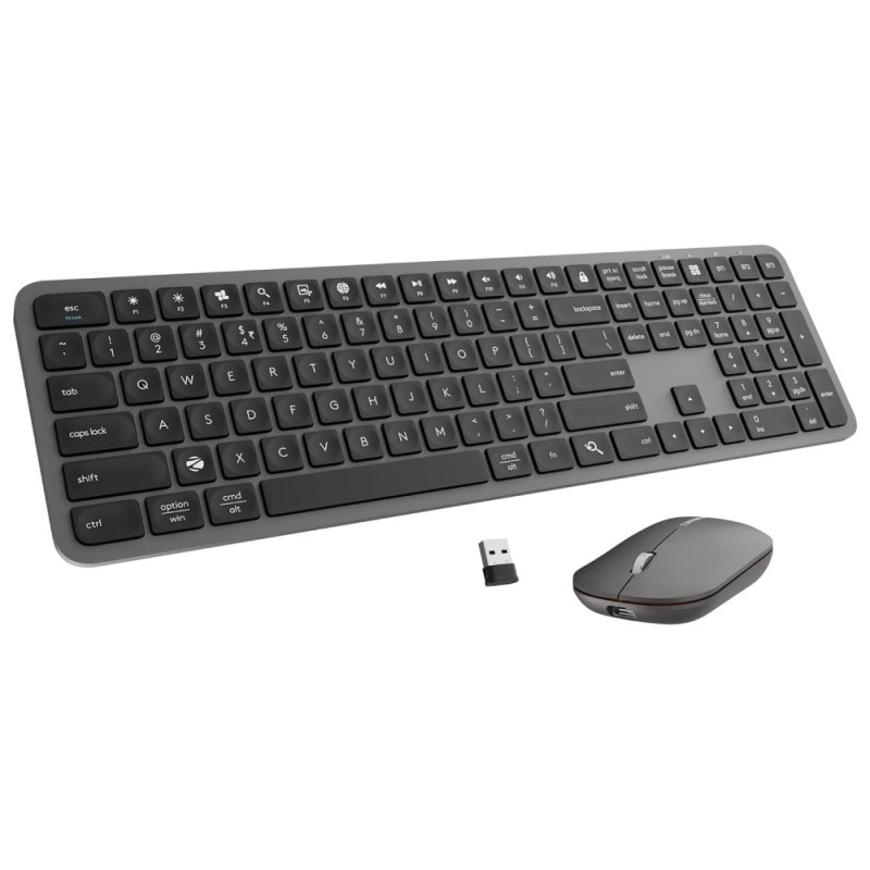 Zebronics Wireless Keyboard & Mouse Combo ZEB Scissor Switch, Multi BT Toggle, Type-C Charging, Black