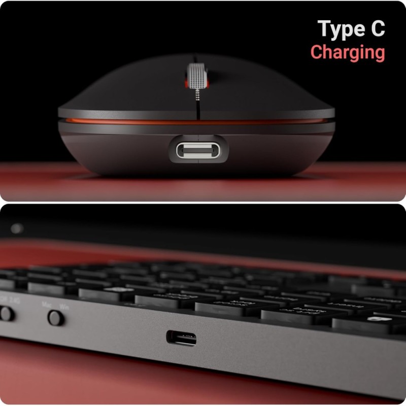 Zebronics Wireless Keyboard & Mouse Combo ZEB Scissor Switch, Multi BT Toggle, Type-C Charging, Black