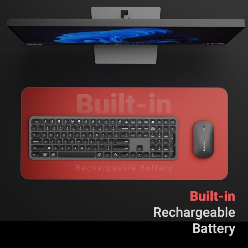 Zebronics Wireless Keyboard & Mouse Combo ZEB Scissor Switch, Multi BT Toggle, Type-C Charging, Black