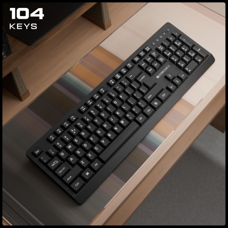 ZEBRONICS Wireless Keyboard ZEB-COMPANION 104 Keys Black