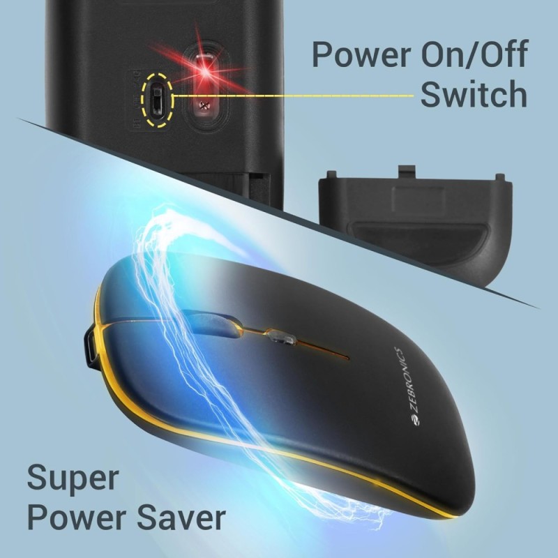 ZEBRONICS Wireless Mouse ZEB-BLANC 1600 DPI Rechargeable Black