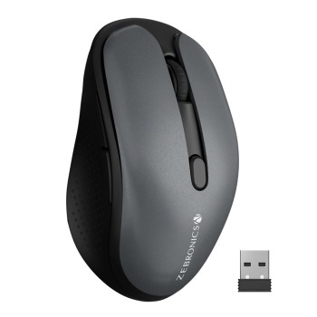 ZEBRONICS Wireless Mouse ZEB-CHARM Dual Mode 1600 DPI Metallic Grey