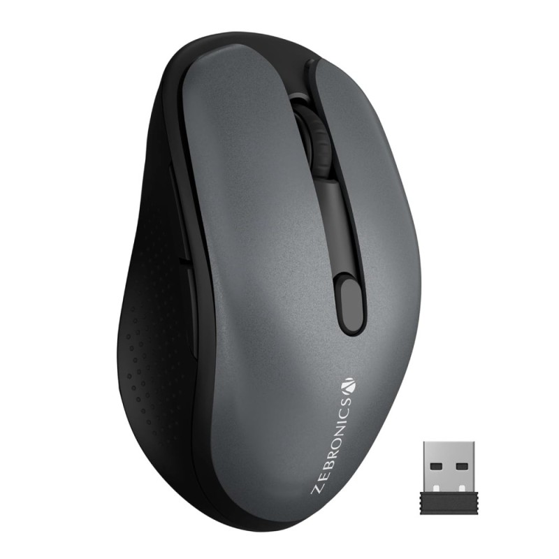 ZEBRONICS Wireless Mouse ZEB-CHARM Dual Mode 1600 DPI Metallic Grey