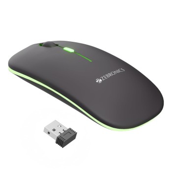 Zebronics Wireless Mouse ZEB Dual Mode 2.4GHz BT 1600 DPI Grey