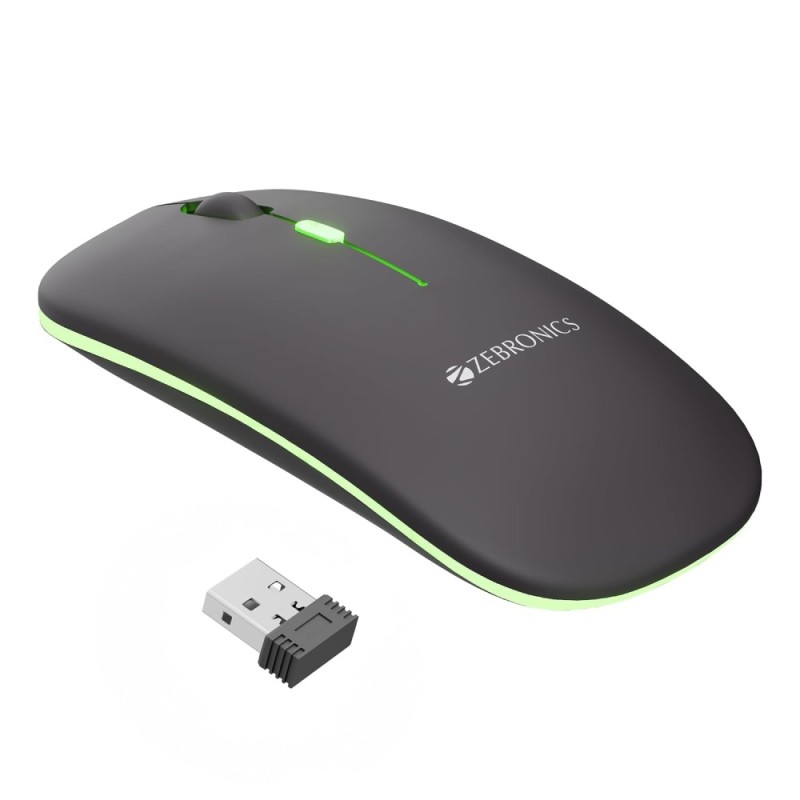 Zebronics Wireless Mouse ZEB Dual Mode 2.4GHz BT 1600 DPI Grey