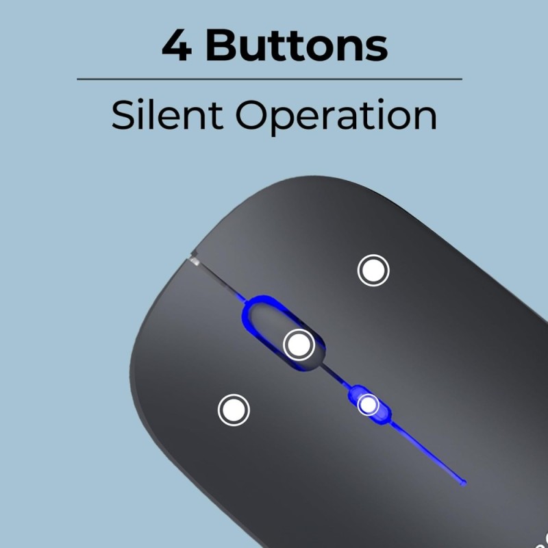 Zebronics Wireless Mouse ZEB Dual Mode 2.4GHz BT 1600 DPI Grey
