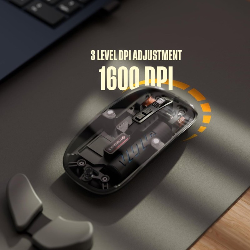 ZEBRONICS Wireless Mouse ZEB Dual Mode 2.4GHz + BT 1600 DPI Premium Black