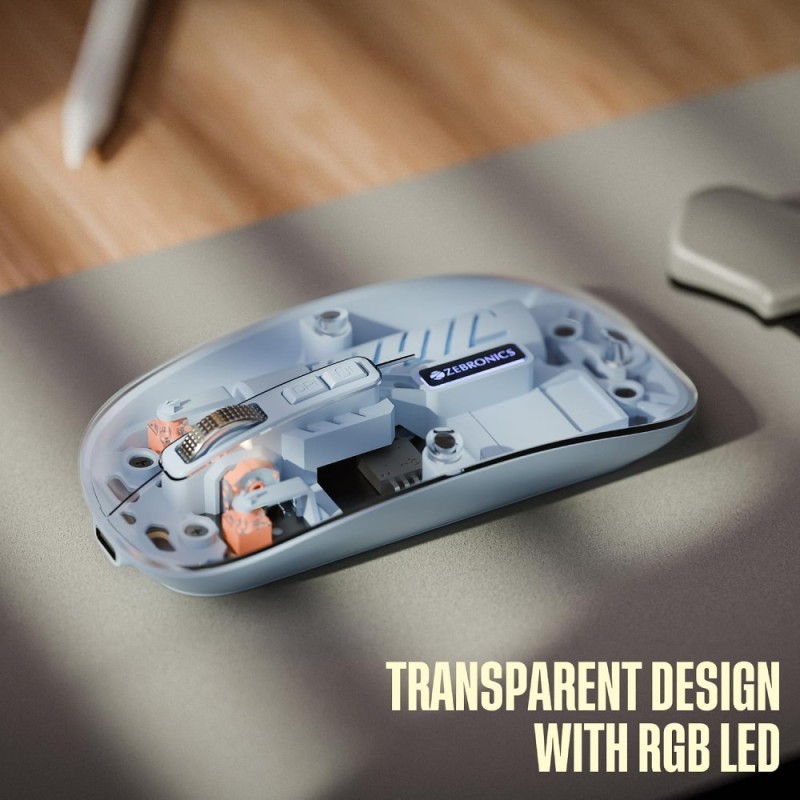 ZEBRONICS Wireless Mouse ZEB-Glassy 10 Dual Mode 1600 DPI Dark Blue