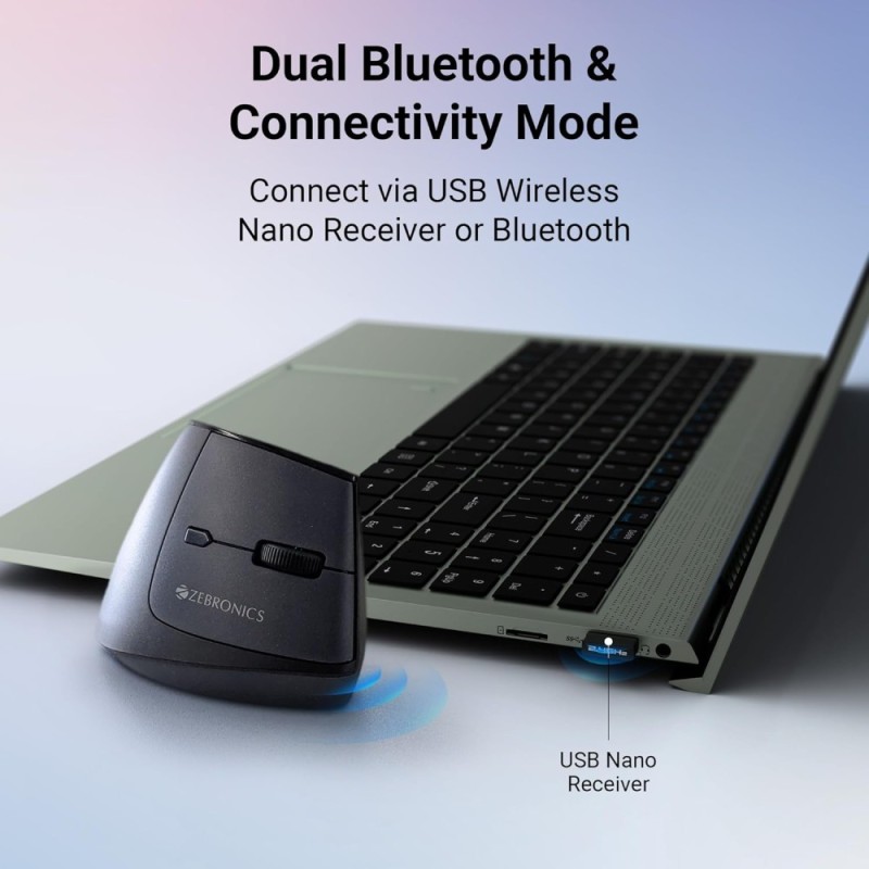 ZEBRONICS Wireless Mouse Zeb-Jaguar V Dual Mode 1600 DPI Black