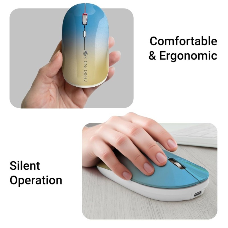 ZEBRONICS Wireless Mouse ZEB-POISE Dual Mode 1600 DPI Gradient Blue