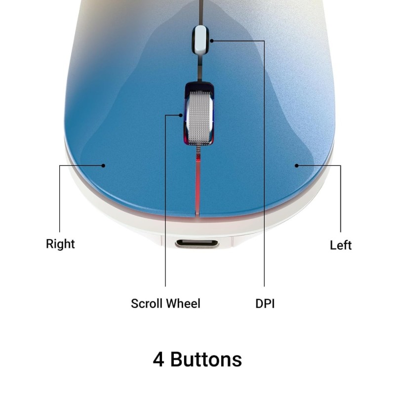 ZEBRONICS Wireless Mouse ZEB-POISE Dual Mode 1600 DPI Gradient Blue