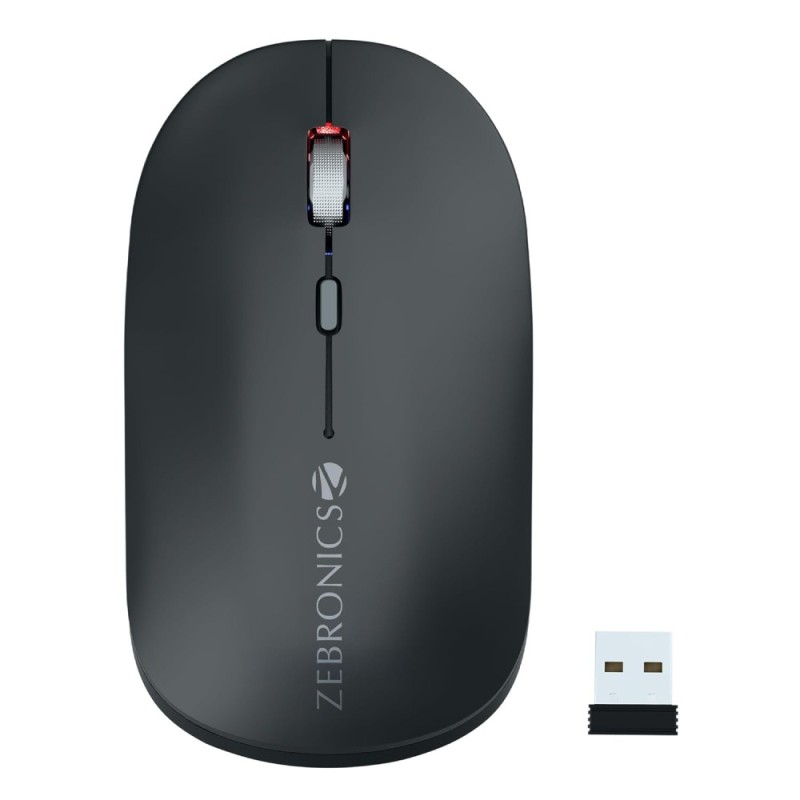 ZEBRONICS Wireless Mouse ZEB-POISE Dual Mode 1600 DPI Metallic Black