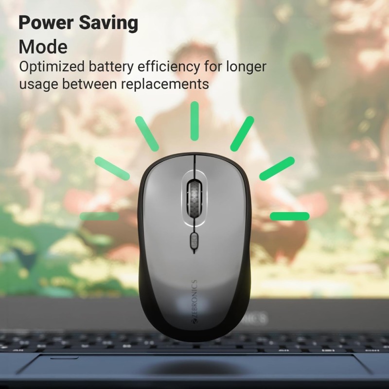 ZEBRONICS Wireless Mouse ZEB-PULSE100 Dual Mode 1600 DPI Black + Grey