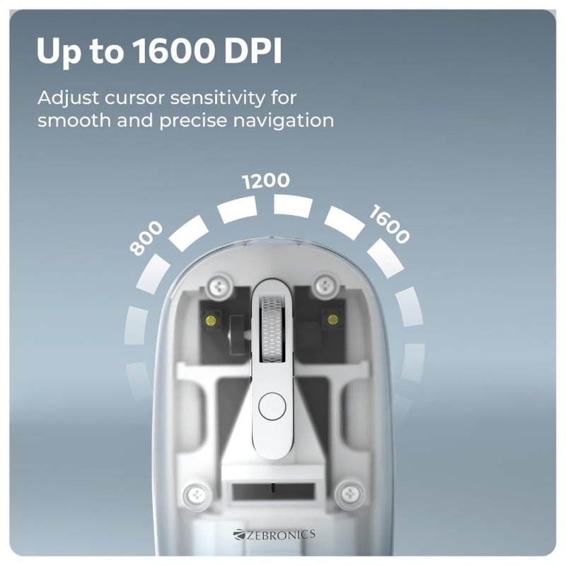 ZEBRONICS Wireless Mouse Zeb-Sheer Pro Up to 1600 DPI Dual Mode Blue