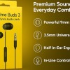 realme Buds 3 Wired Earphones with Mic (Black) | 9mm Dynamic Driver | 3.5mm Jack | Single Button Control | Braided Tangle-Free Cable | Model RMA2419 (Buds 3 3.5mm Wired Earphone, Color Black)