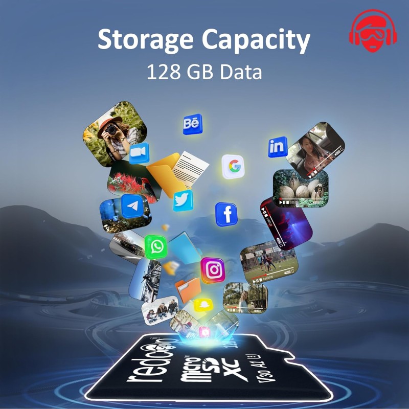 Redcop MicroSDXC Memory Card 128GB with Full Size Adapter – Upto 150MB/s |Class 10 UHS-1 V30 A1