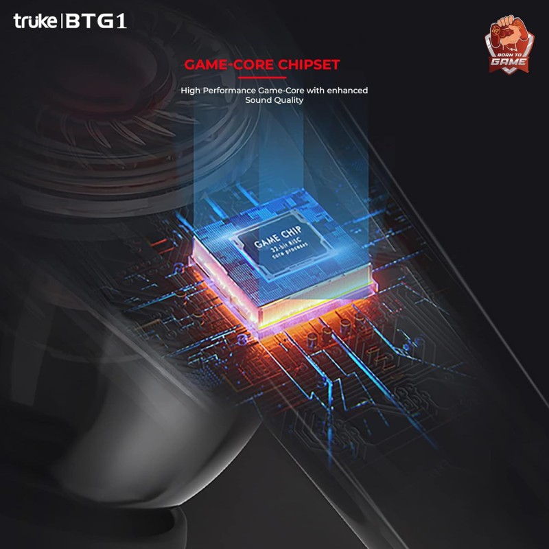 truke Buds BTG 1 True Gaming Earbuds with Environmental Noise Cancellation (ENC) & Quad MEMS Mic for Clear Calls, 13mm Titanium Driver, 48H Playtime, 