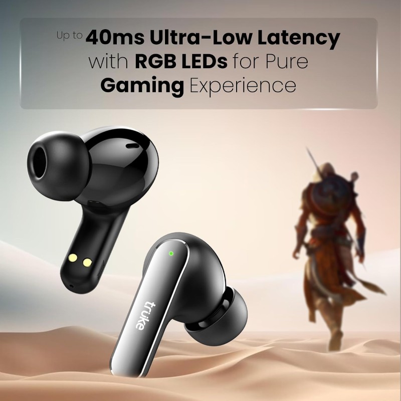 truke Buds F1 Ultra True Wireless in Ear Earbuds Spatial Audio Experience, 60H Playtime Ear Buds (Black)