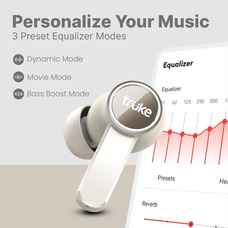 truke [Just Launched Buds Clarity 6 Dual Device Pairing in Ear Earbuds, 6Mic Adv. ENC, 80H Playtime