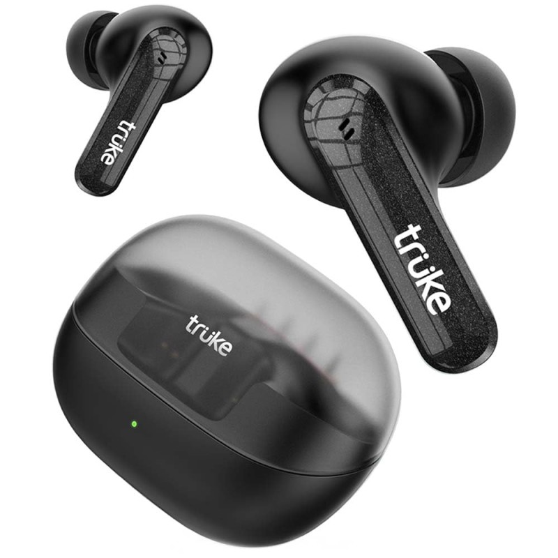 truke New Launch Buds Echo True Wireless in Ear Earbuds with 24-bit Spatial Audio, 13mm Titanium Driver, Dual Pairing Ear Buds (Black)