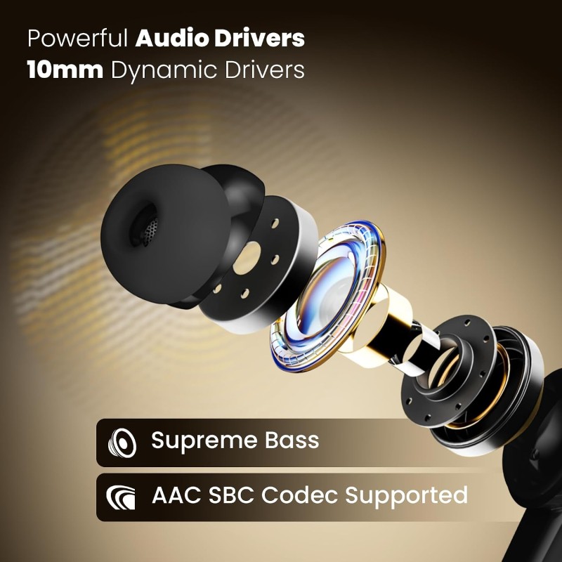 truke New Launch Buds Elite True Wireless in Ear Earbuds with 10mm Dynamic Driver, 70Hrs Battery & Fast Charging (Black)