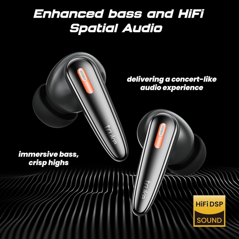 truke New Launch Crystal Bass True Wireless in Ear Earbuds with 13mm Drivers, 70H Playtime Fast Charge (Matte Black)
