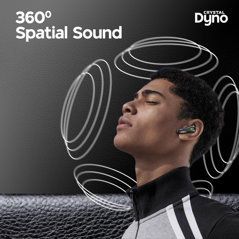 Truke New Launch Crystal Dyno Leather Finish True Wireless in Ear Earbuds- RavenBlack
