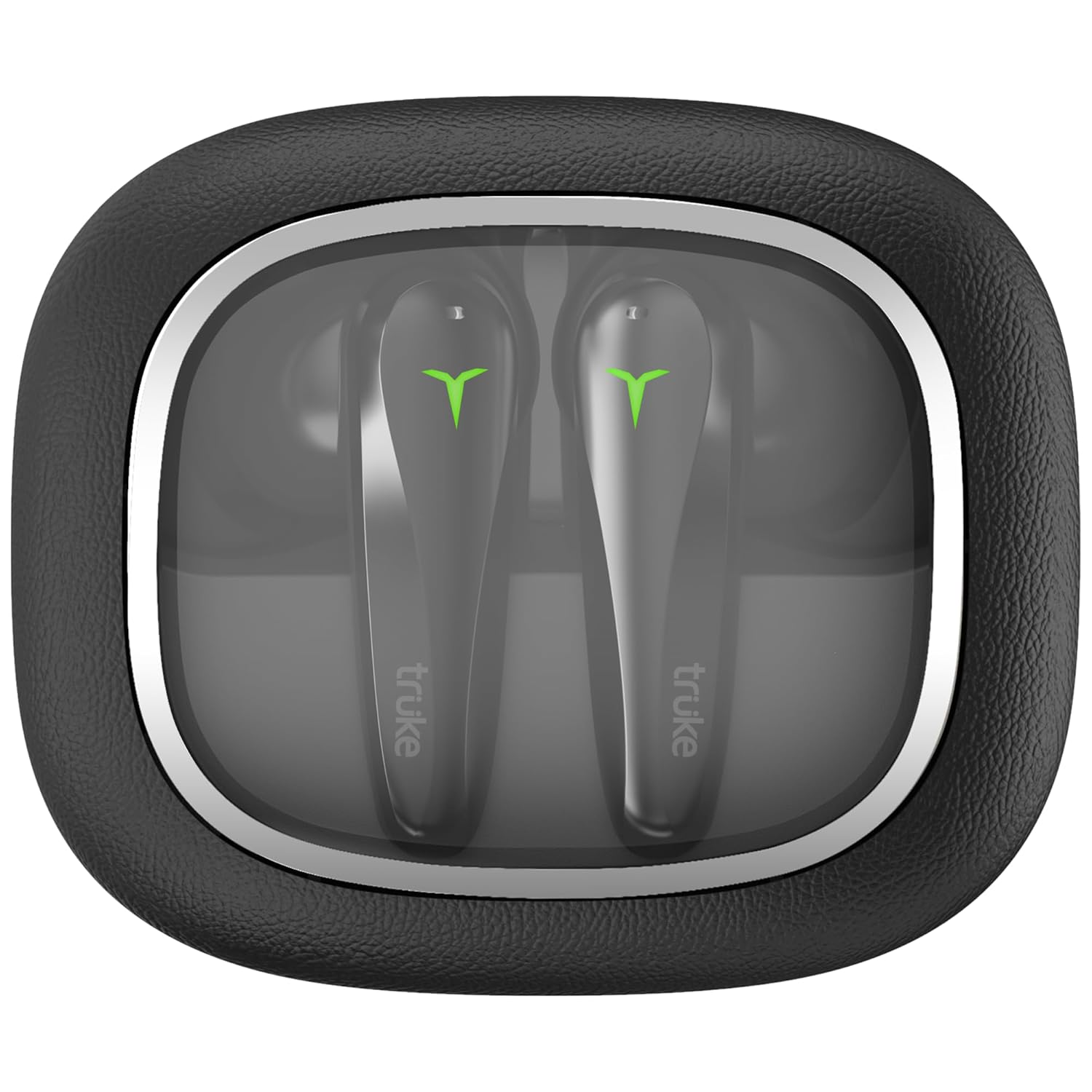 Truke Crystal Dyno Leather Finish True Wireless Earbuds - RavenBlack - Image 1