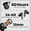 truke New Launch Mega 7 True Wireless in-Ear Earbuds w/ 24-Bit 360 Spatial Audio, 60H Playtime & Fast Charging Buds (Coal Black)