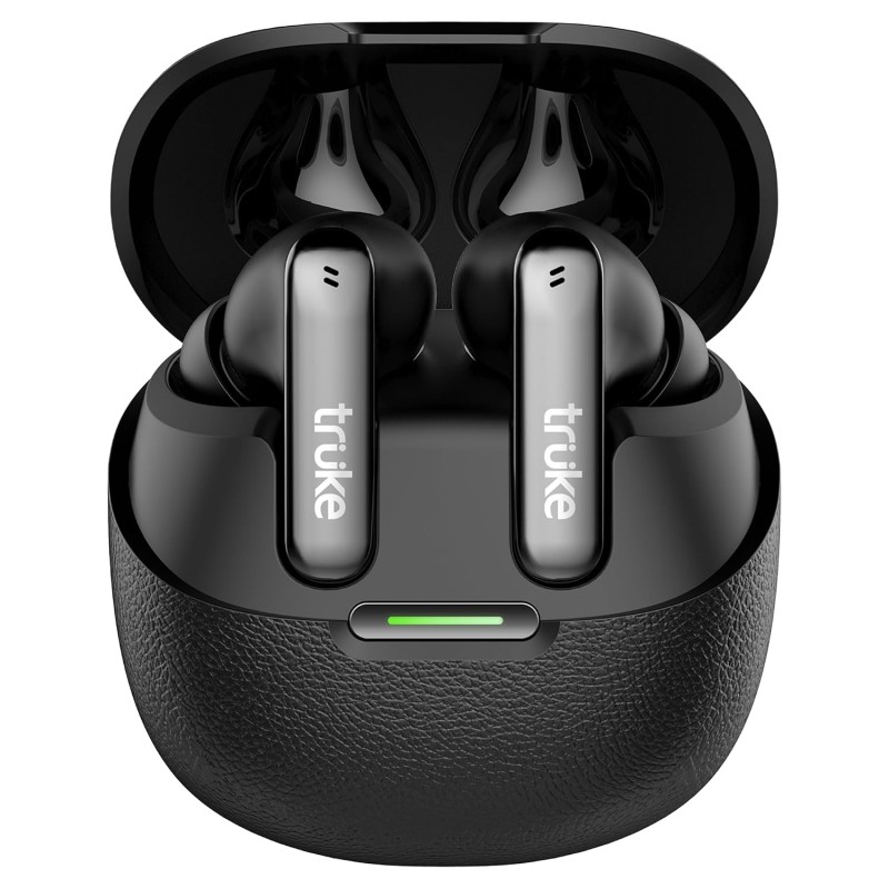 truke New Launch Mega 7 True Wireless in-Ear Earbuds w/ 24-Bit 360 Spatial Audio, 60H Playtime & Fast Charging Buds (Coal Black)
