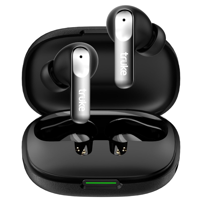 truke New Launch Mega 8 True Wireless in-Ear Earbuds with 24-Bit Spatial Audio, 70H Battery Black