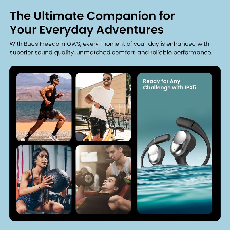 truke Newly Launched Buds Freedom Open Ear Wireless Earbuds with PureVoice™ Technology (Sunset Black)