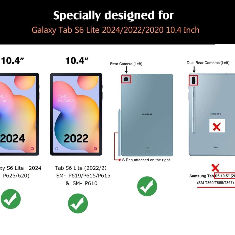 typecase Keyboard Case for Samsung Galaxy Tab S6 Lite (10.4 Inch) - 2024/2022/2020 with Multi-Touch Trackpad, 3 Viewing Angles, Detachable TPU Protective Bluetooth Wireless Keyboard Cover (Black)