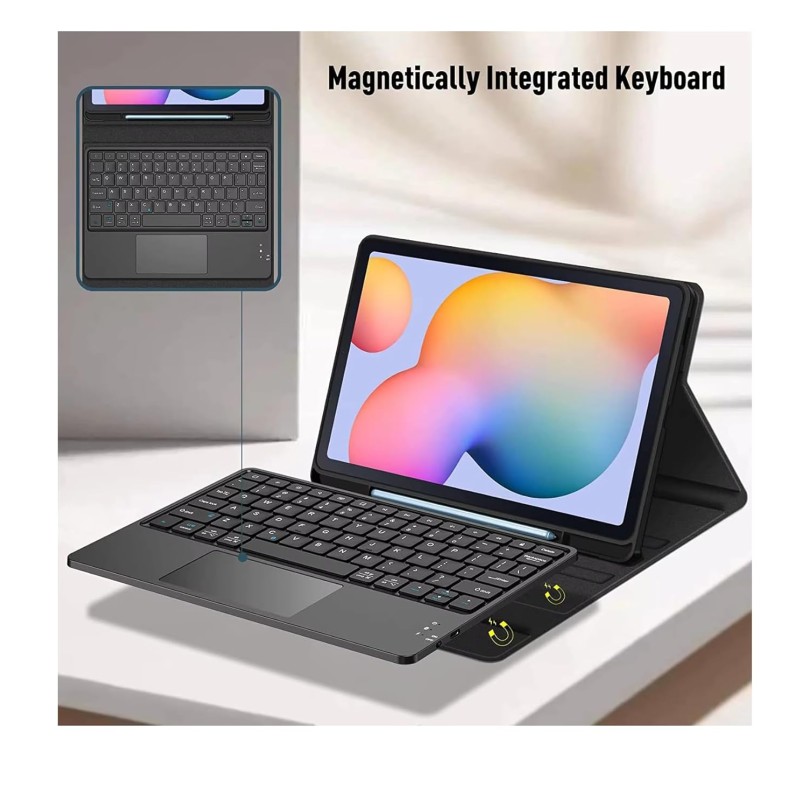 typecase Keyboard Case for Samsung Galaxy Tab S6 Lite (10.4 Inch) - 2024/2022/2020 with Multi-Touch Trackpad, 3 Viewing Angles, Detachable TPU Protective Bluetooth Wireless Keyboard Cover (Black)