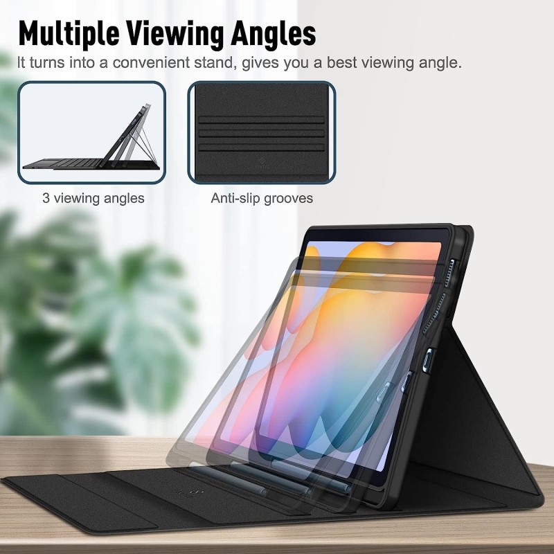 typecase Keyboard Case for Samsung Galaxy Tab S6 Lite (10.4 Inch) - 2024/2022/2020 with Multi-Touch Trackpad, 3 Viewing Angles, Detachable TPU Protective Bluetooth Wireless Keyboard Cover (Black)