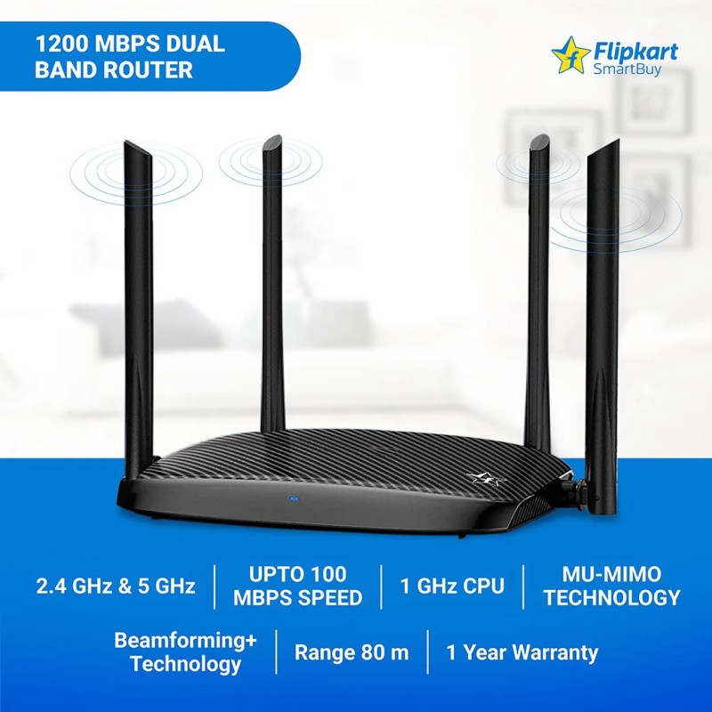 flipkart smartbuy AC1200 samart dual band wifi router AC5
